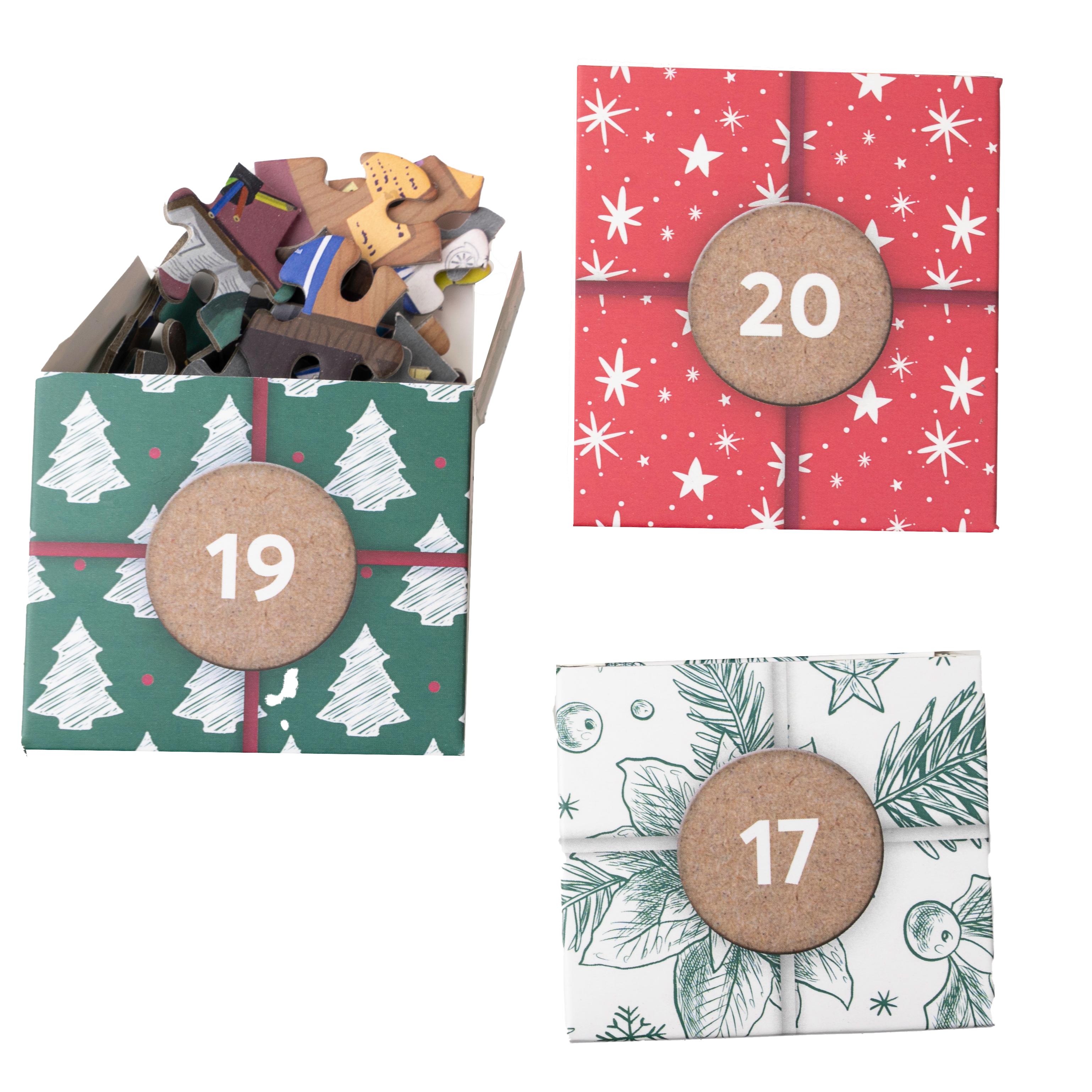 Beispielinhalt (Bild) Puzzle-Rätsel-Adventskalender: Die dunkle Seite des Weihnachtsmarkts - 24 Puzzles mit insgesamt 960 Teilen