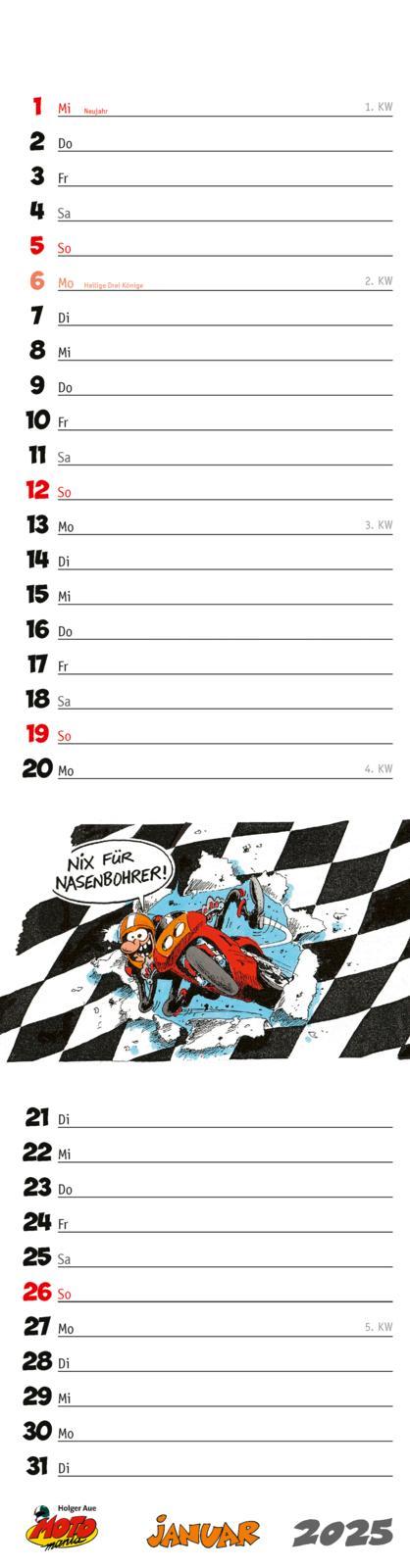 Beispielinhalt (Bild) MOTOmania Streifenkalender 2025