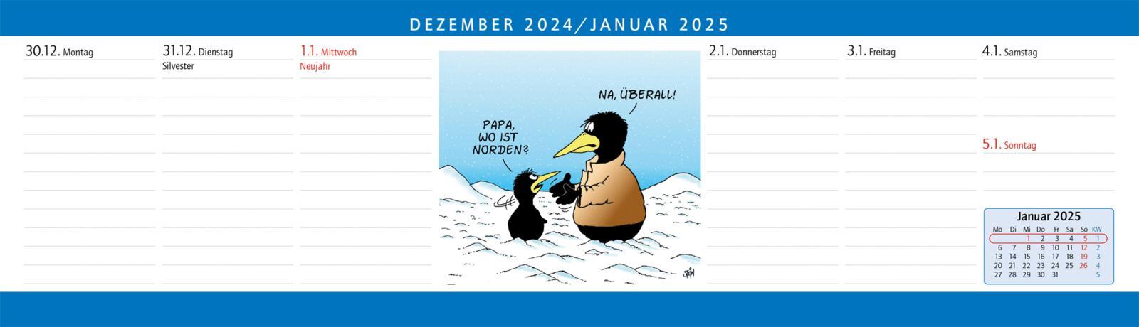 Beispielinhalt (Bild) Uli Stein Wochenplaner 2025: Tischkalender