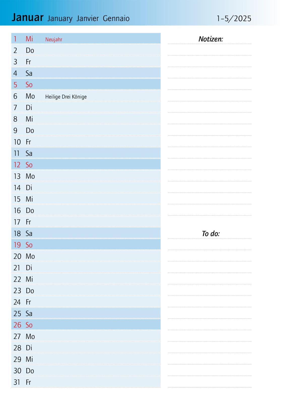 Beispielinhalt (Bild) Uli Stein Wochenkalender 2025: Taschenkalender mit Spiralbindung und Gummiband