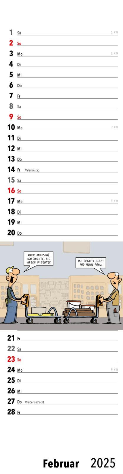 Beispielinhalt (Bild) Ruhestand Streifenkalender 2025: Monatskalender für die Wand
