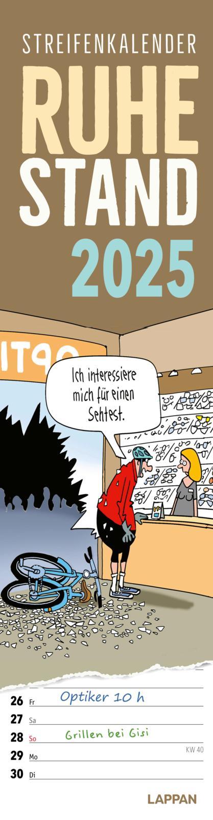 Vorderes Coverbild Ruhestand Streifenkalender 2025: Monatskalender für die Wand