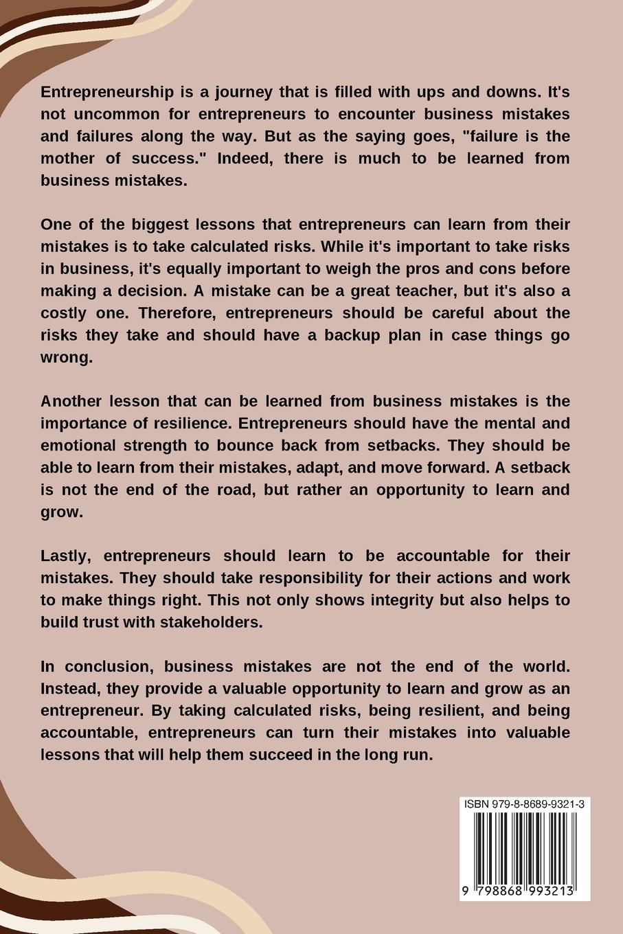 Rückseitencover Lessons in Entrepreneurship