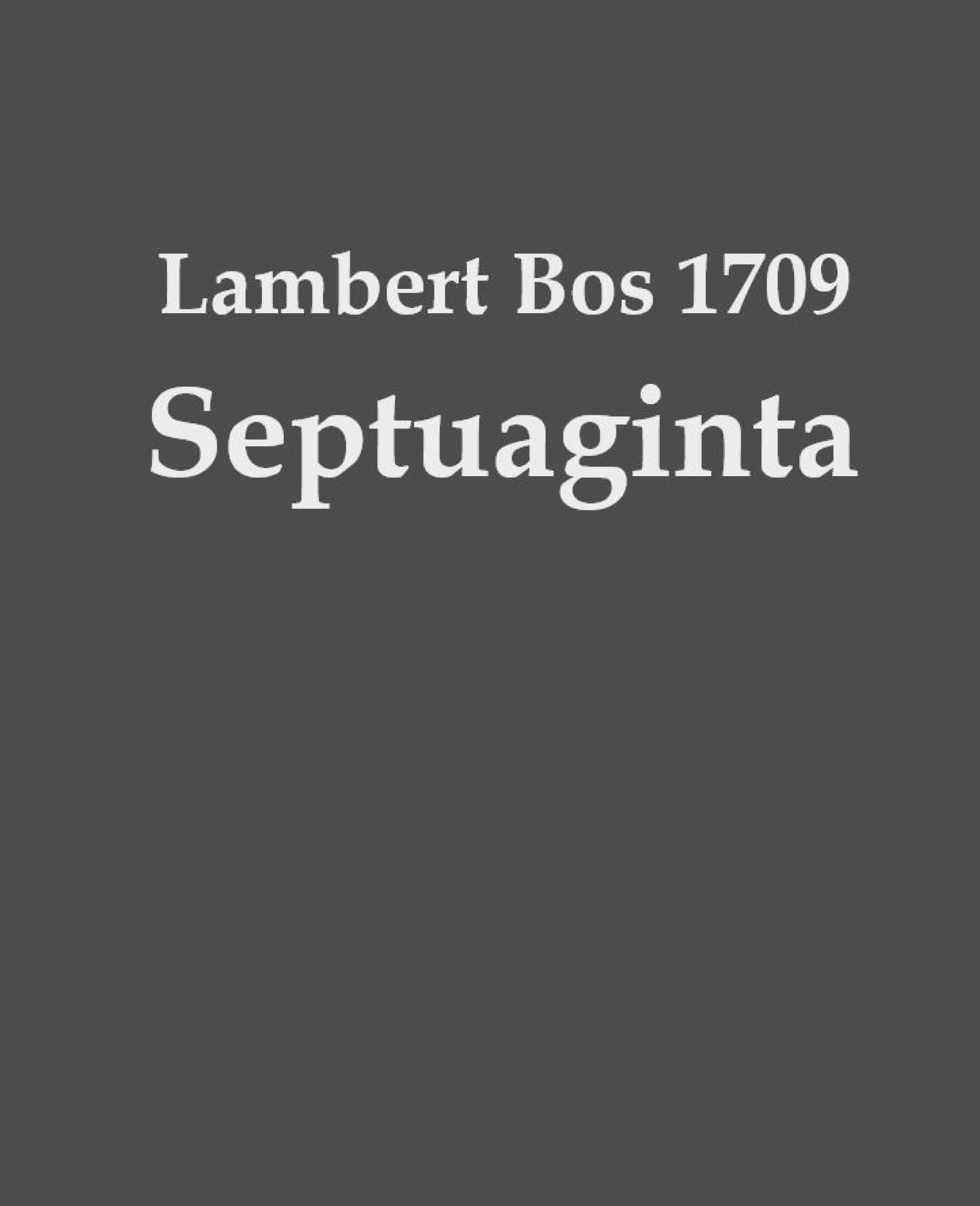 Vorderes Coverbild Lambert Bos 1709 Septuaginta