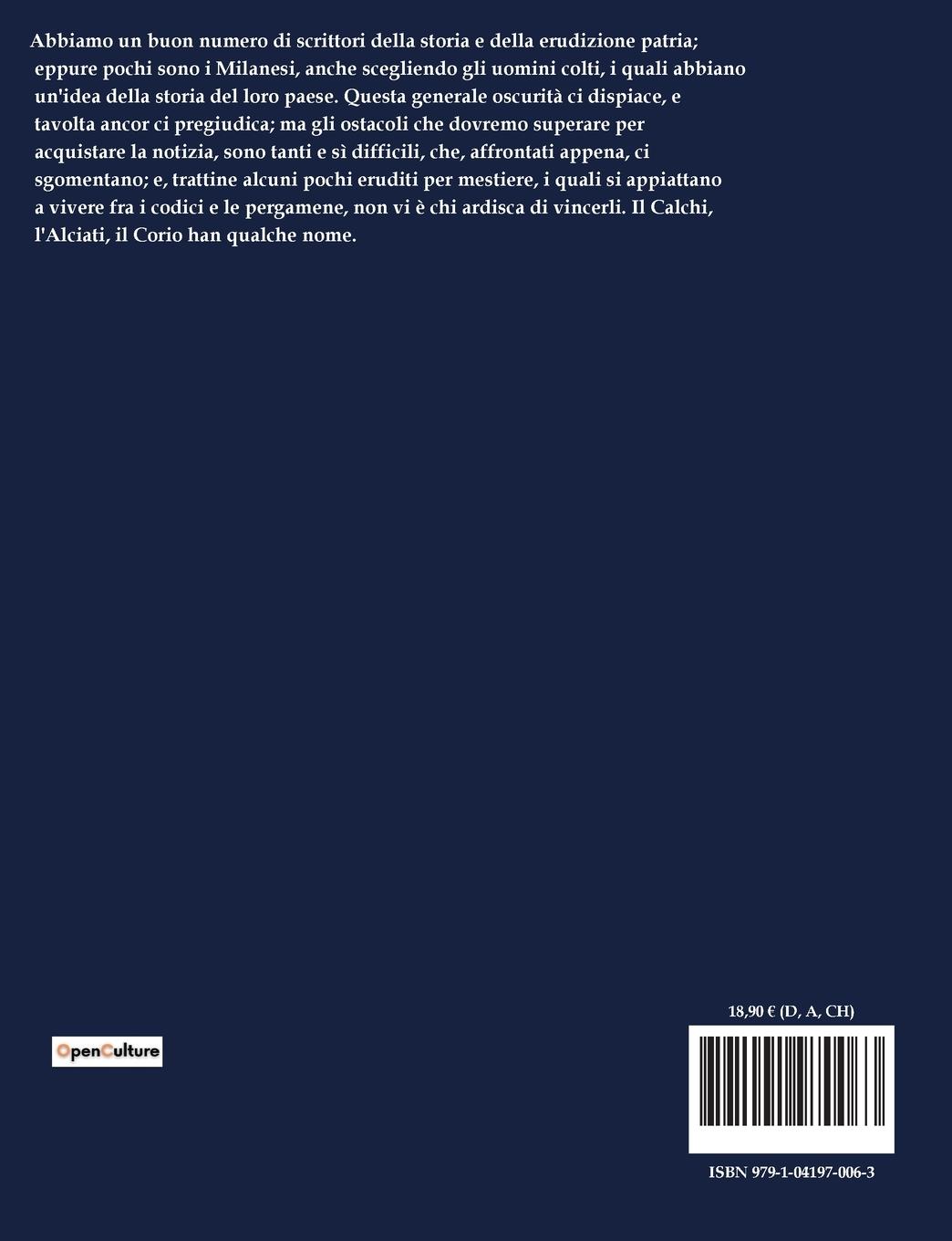 Rückseitencover STORIA DI MILANO - VOL I