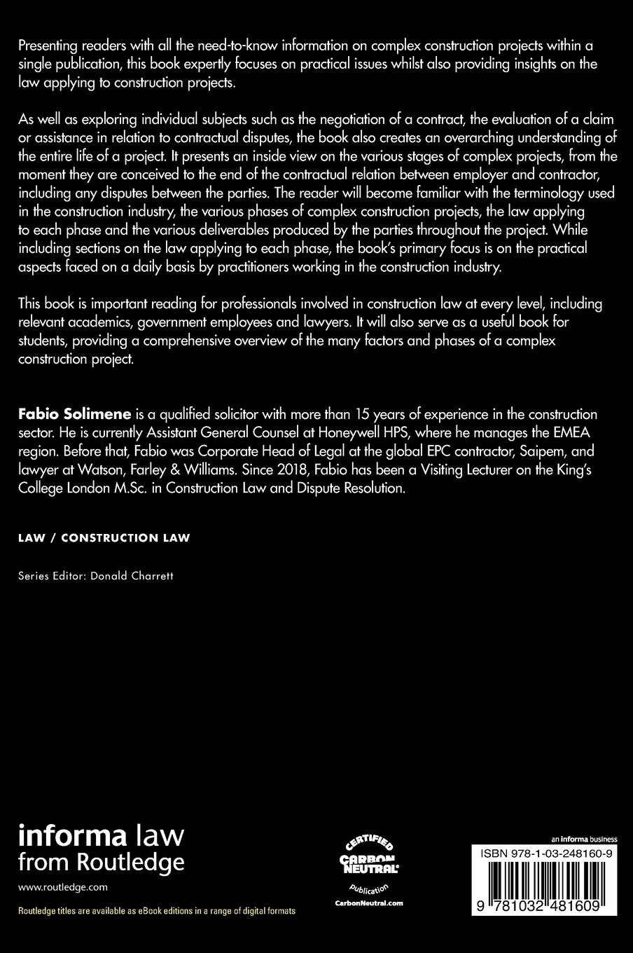 Rückseitencover The Law and Practice of Complex Construction Projects