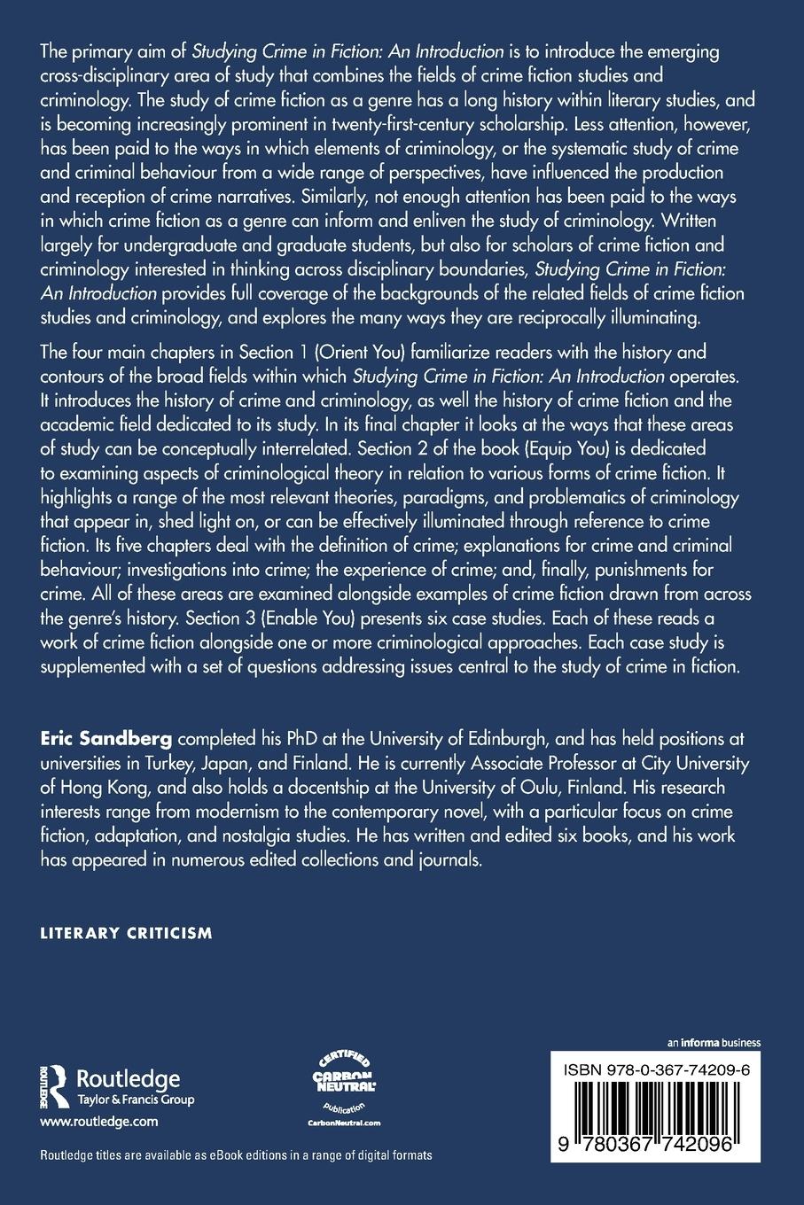 Rückseitencover Studying Crime in Fiction