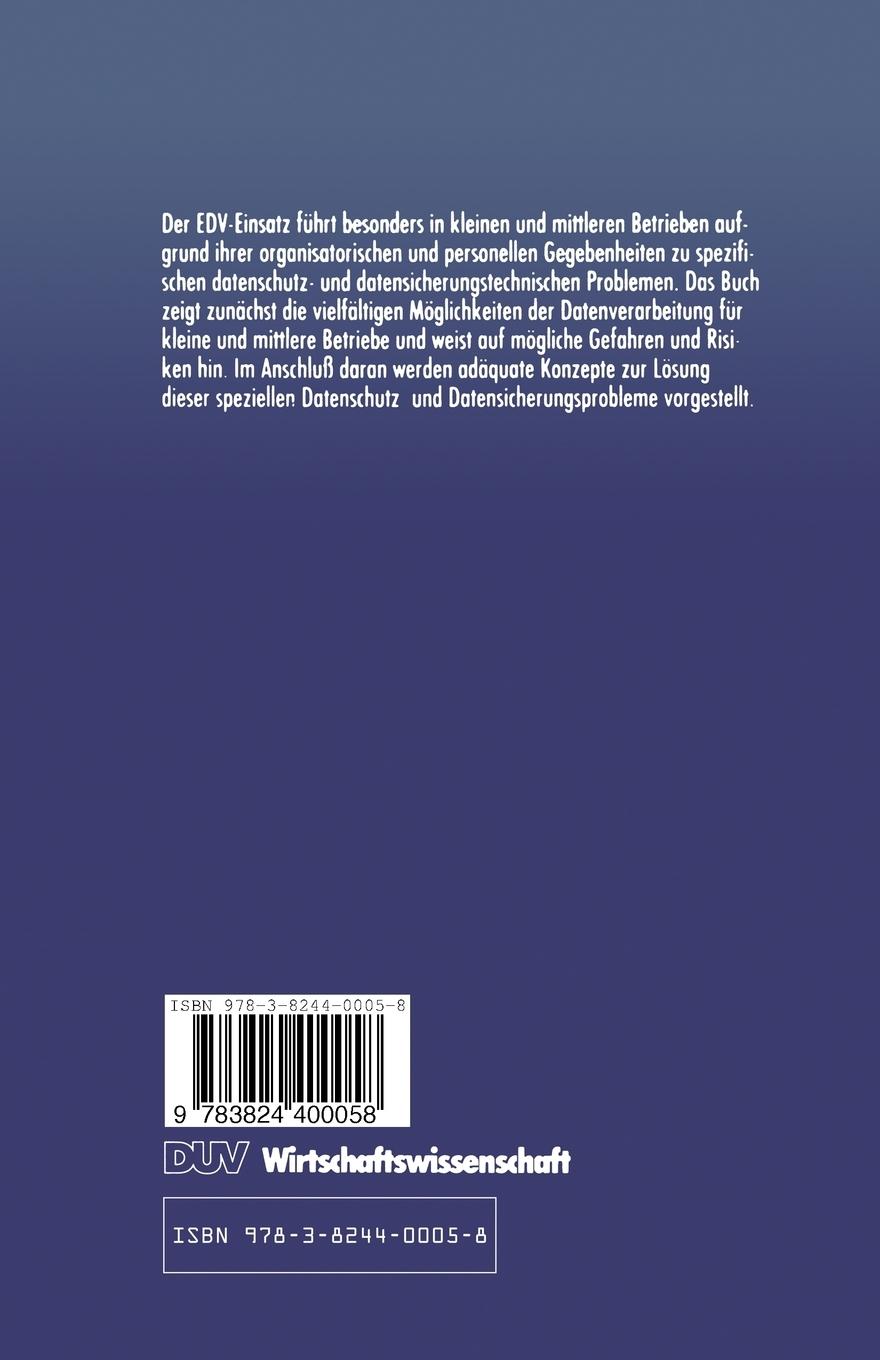 Rückseitencover Datenschutz und Datensicherung in Klein- und Mittelbetrieben