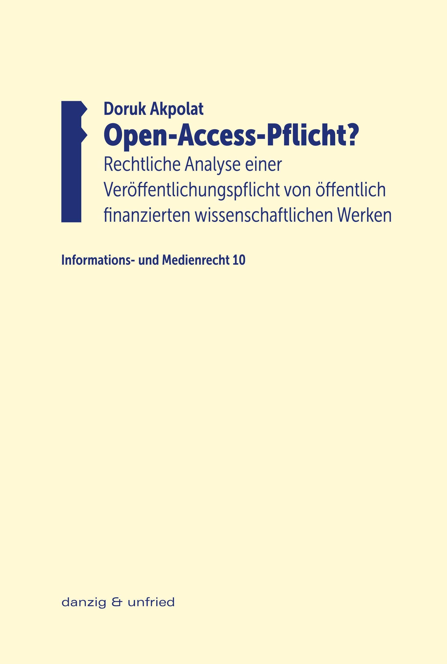 Vorderes Coverbild Open-Access-Pflicht?