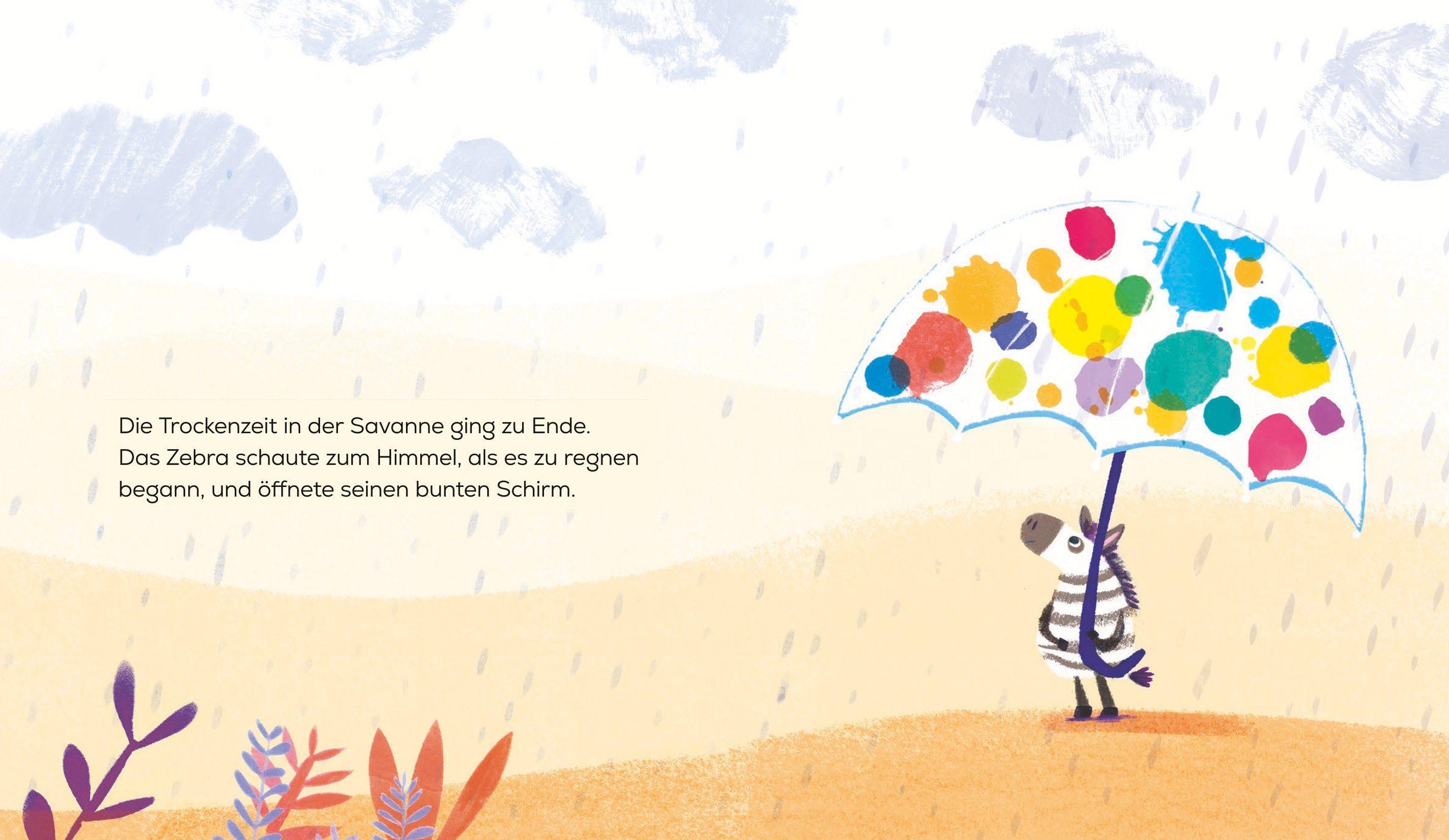 Beispielinhalt (Bild) Das Zebra mit dem Regenschirm