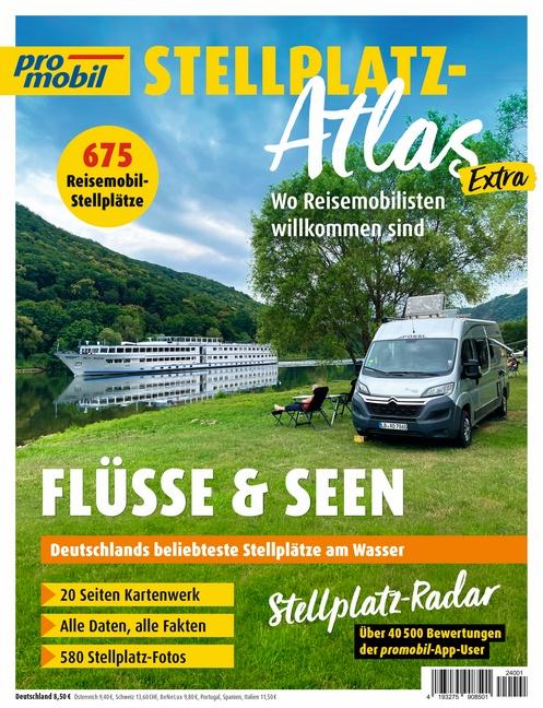 Vorderes Coverbild pro mobil Stellplatz-Atlas 01/2024