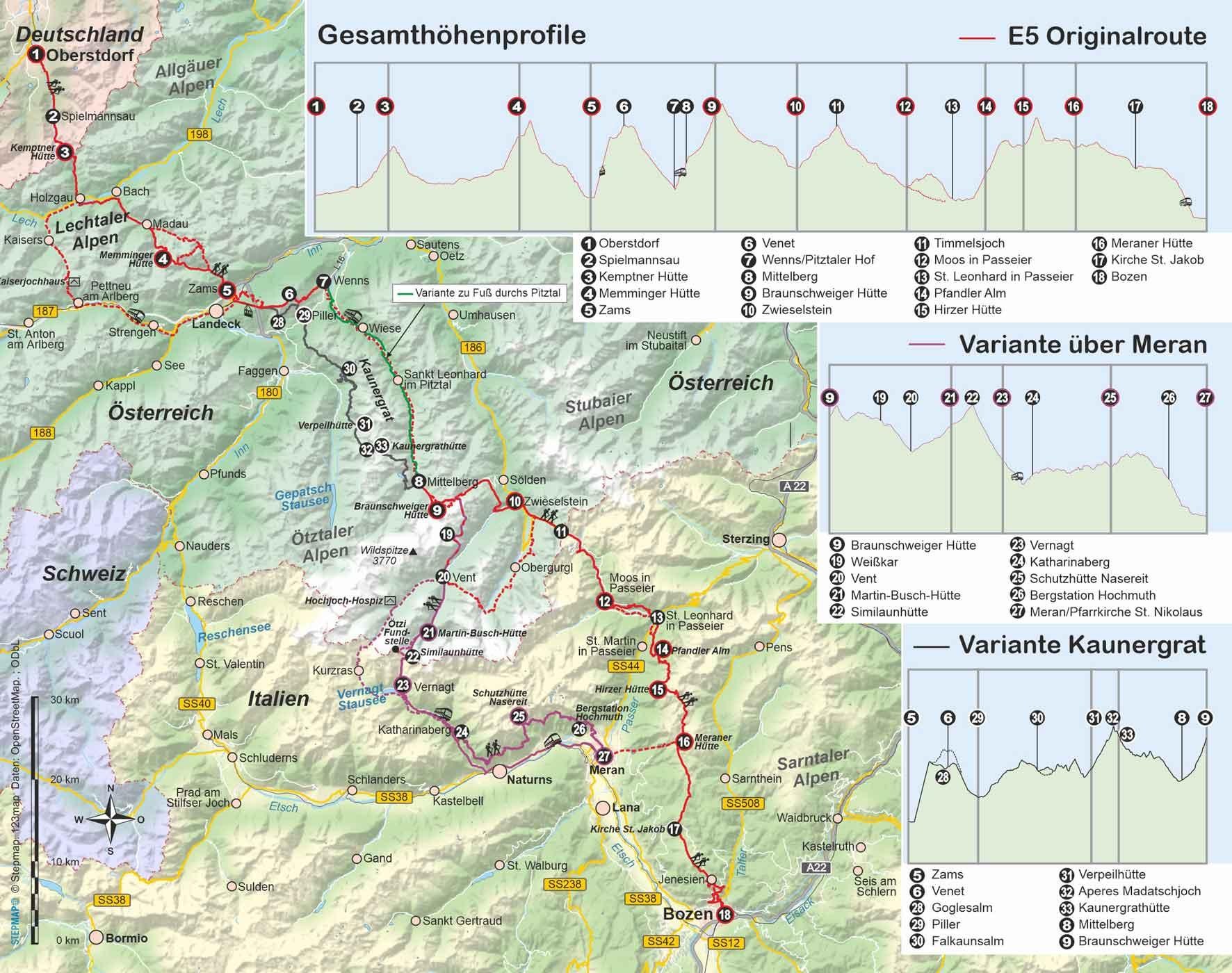 Beispielinhalt (Bild) E5 Oberstdorf - Meran/Bozen