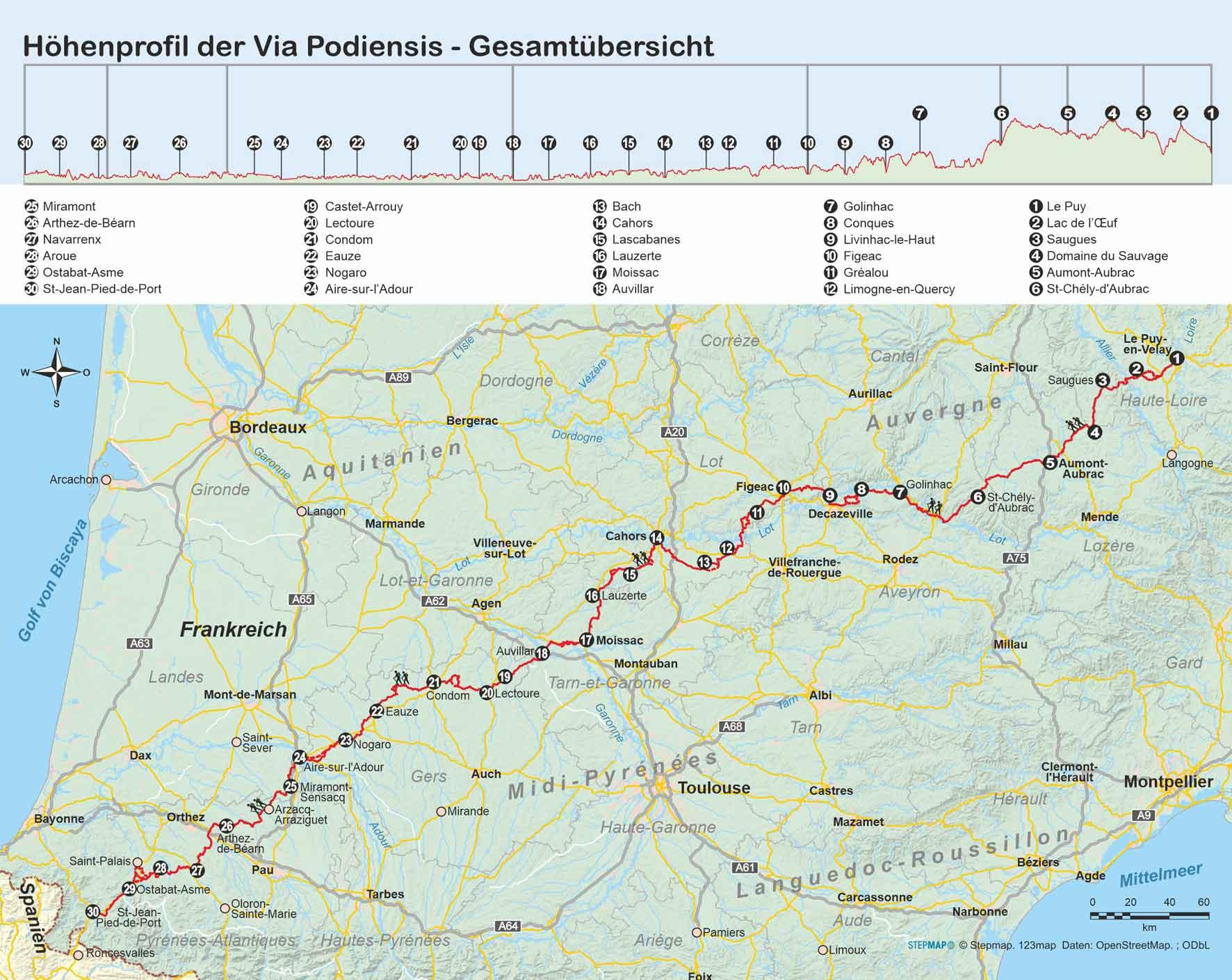 Beispielinhalt (Bild) Frankreich: Jakobsweg Via Podiensis von Le Puy-en-Velay nach Saint-Jean-Pied-de-Port