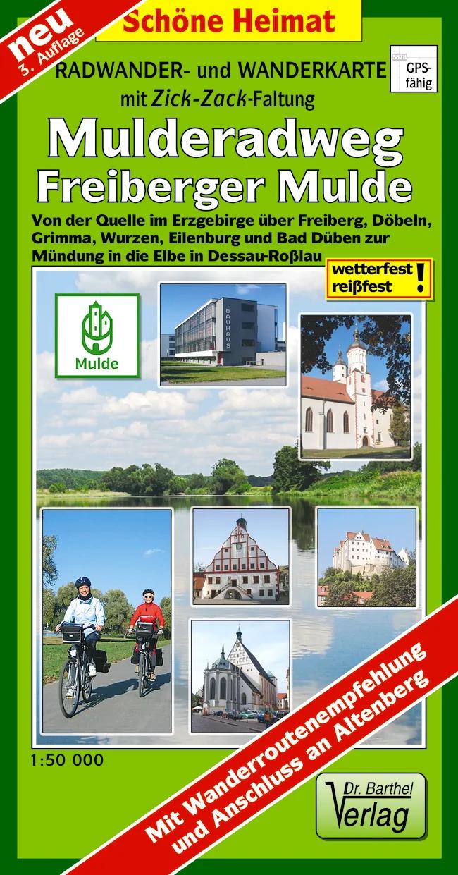 Vorderes Coverbild Radwander- und Wanderkarte Mulderadweg (Freiberger Mulde)