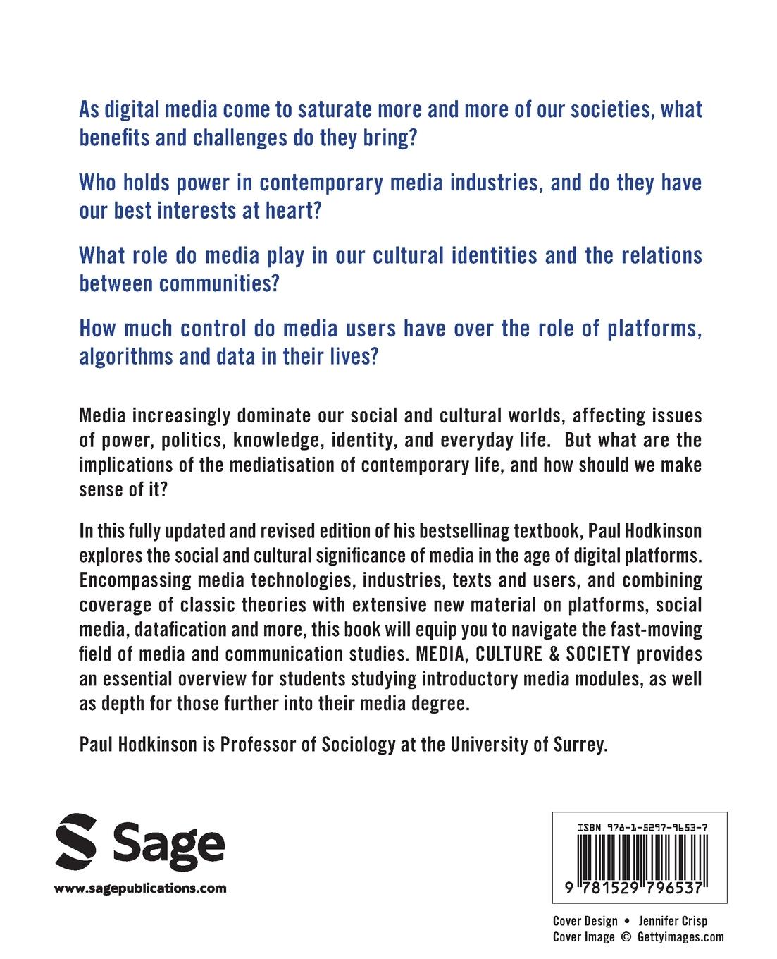 Rückseitencover Media, Culture and Society