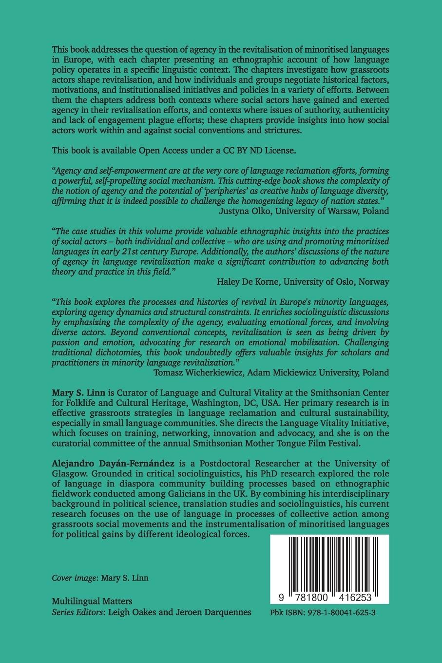 Rückseitencover Agency in the Peripheries of Language Revitalisation