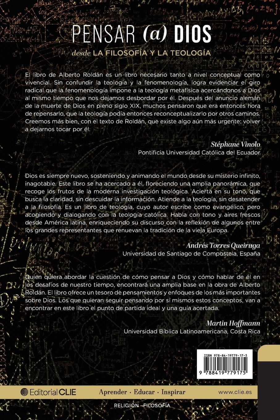 Rückseitencover La Pensar a Dios Desde La Filosof¿¿a Y La Teolog¿¿a