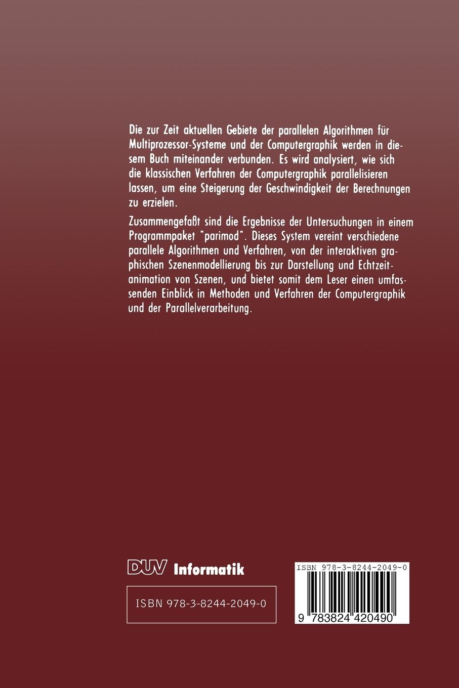 Rückseitencover Parallele Computergraphik und Animation mit Transputern