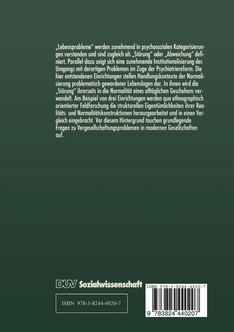 Rückseitencover Institutionalisierung psychosozialer Versorgung