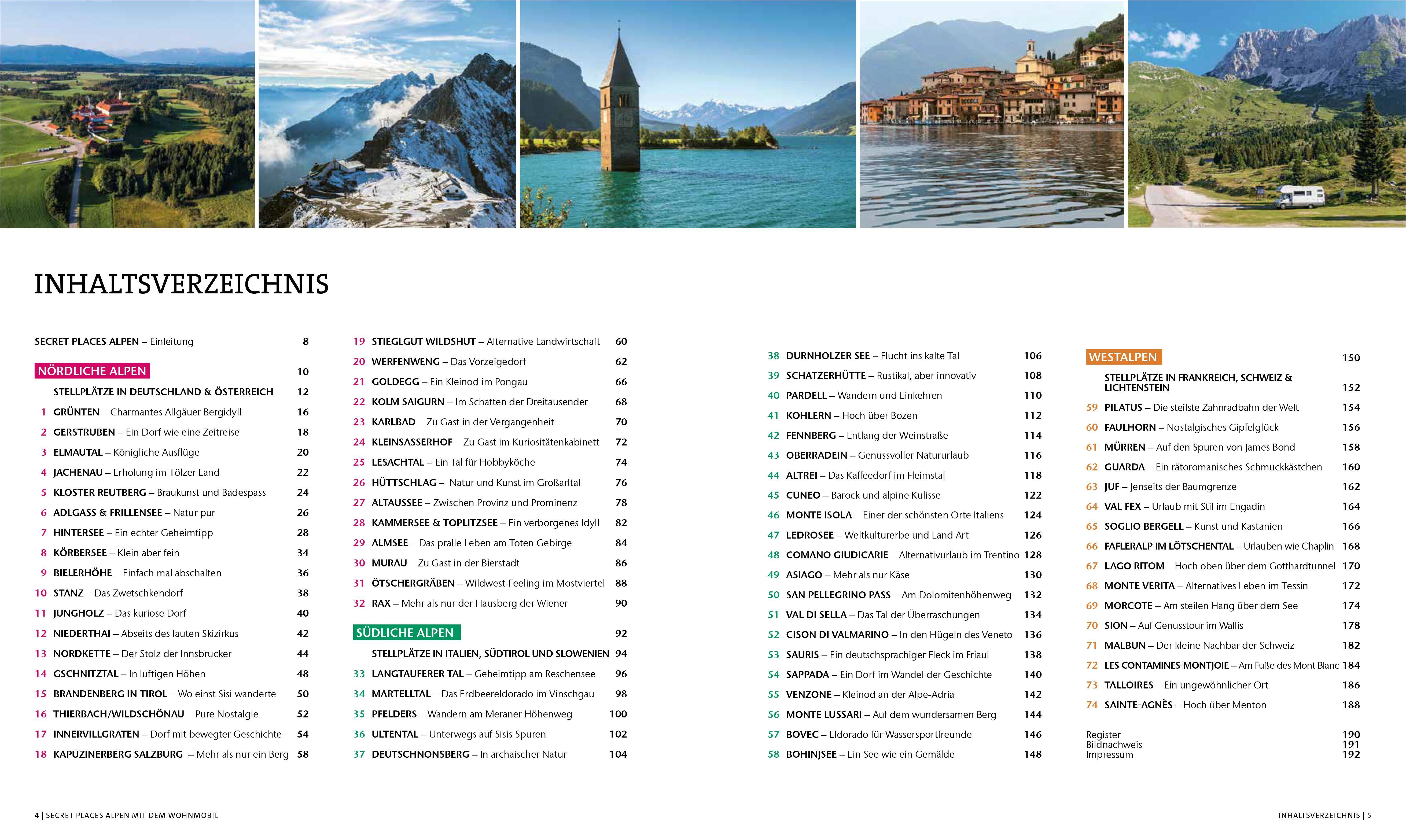 Beispielinhalt (Bild) Secret Places Alpen mit dem Wohnmobil