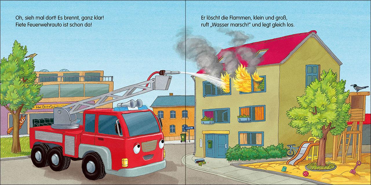 Beispielinhalt (Bild) Gute Nacht, kleines Feuerwehrauto!