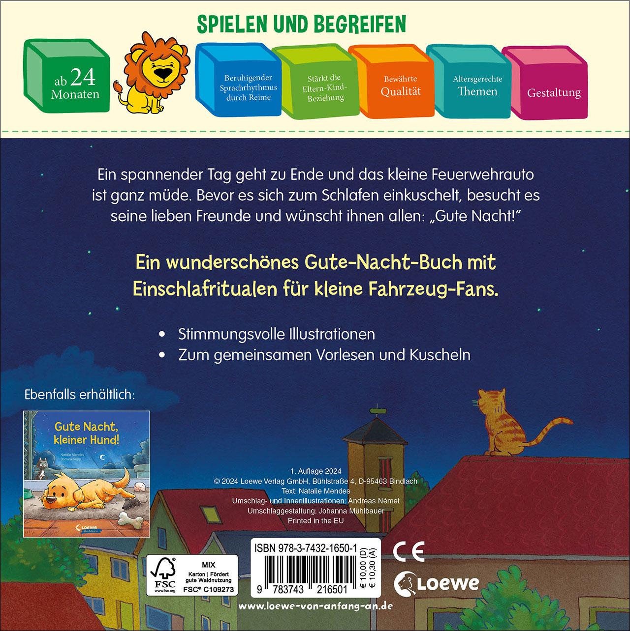 Rückseitencover Gute Nacht, kleines Feuerwehrauto!