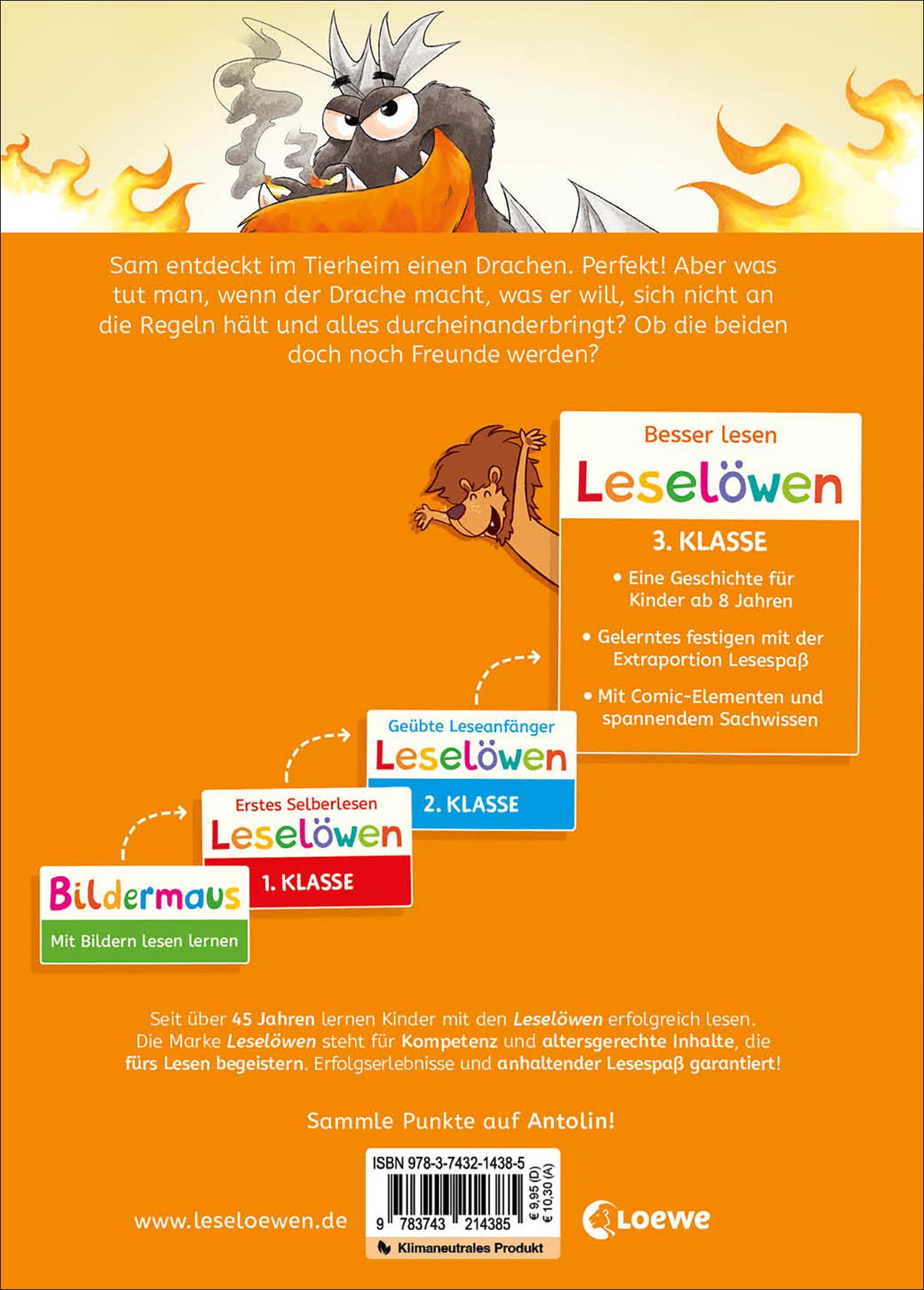 Rückseitencover Leselöwen 3. Klasse - Wie zähmt man einen Drachen?