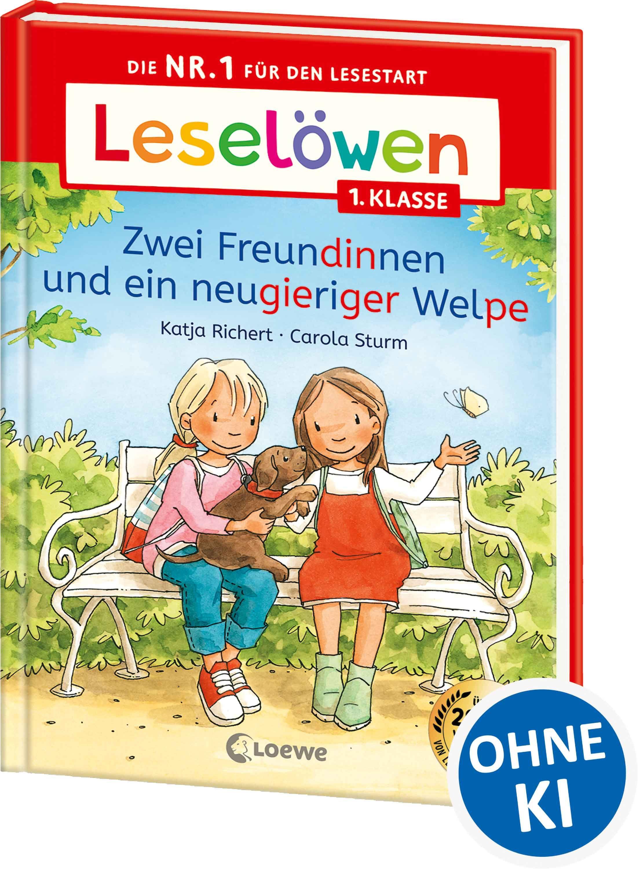 Vorderes Coverbild Leselöwen 1. Klasse - Zwei Freundinnen und ein neugieriger Welpe