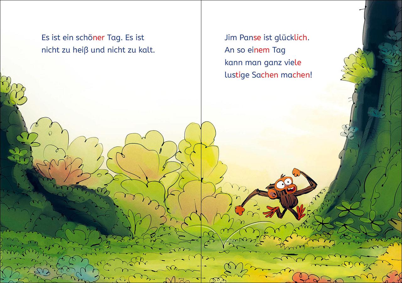 Beispielinhalt (Bild) Leselöwen 1. Klasse - Jim ist mies drauf - Jim brütet etwas aus!
