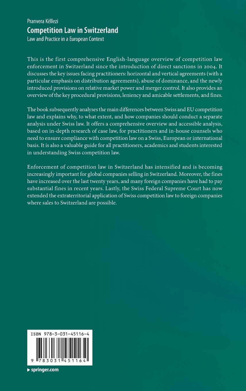 Rückseitencover Competition Law in Switzerland