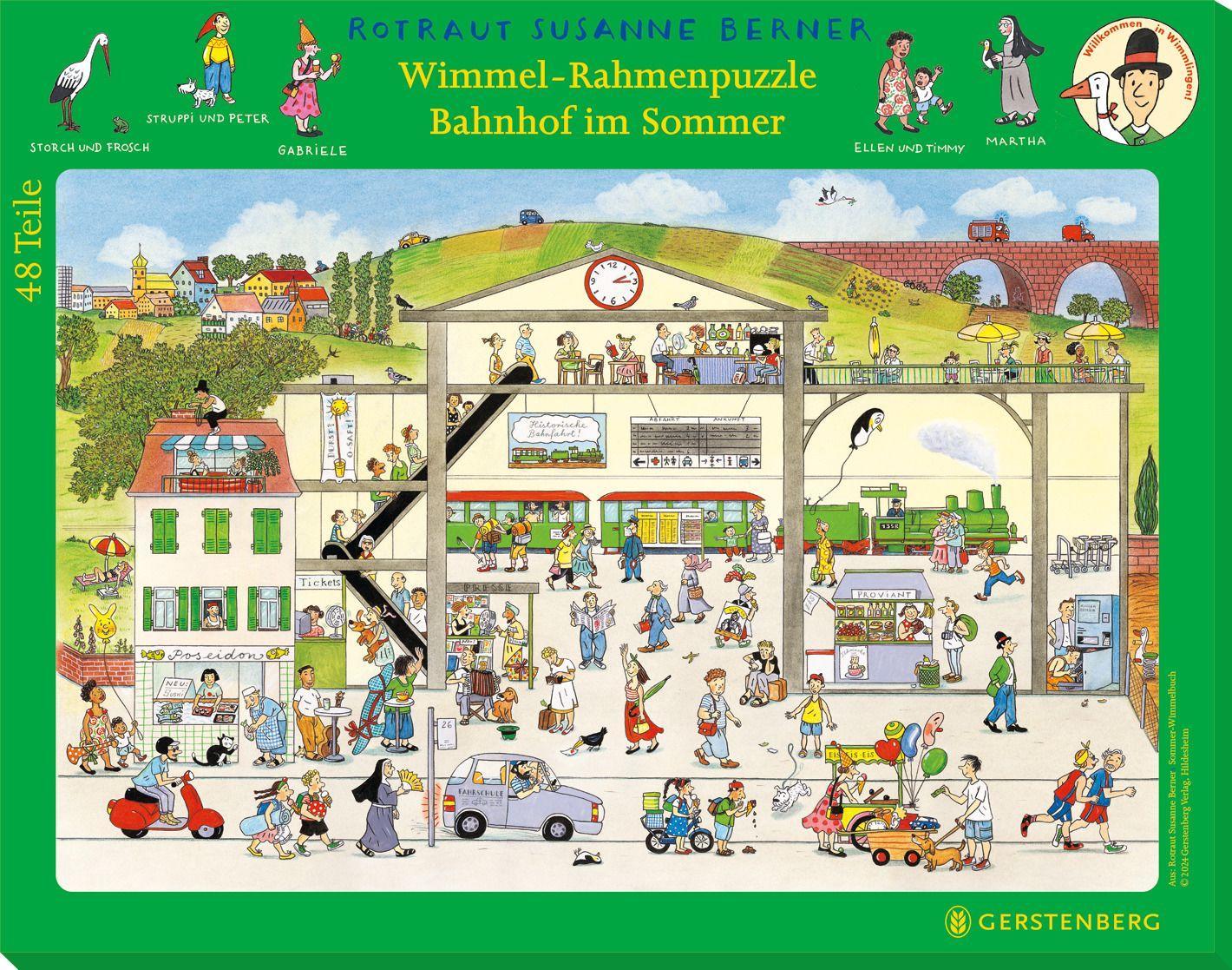 Vorderes Coverbild Wimmel-Rahmenpuzzle Sommer Motiv Bahnhof