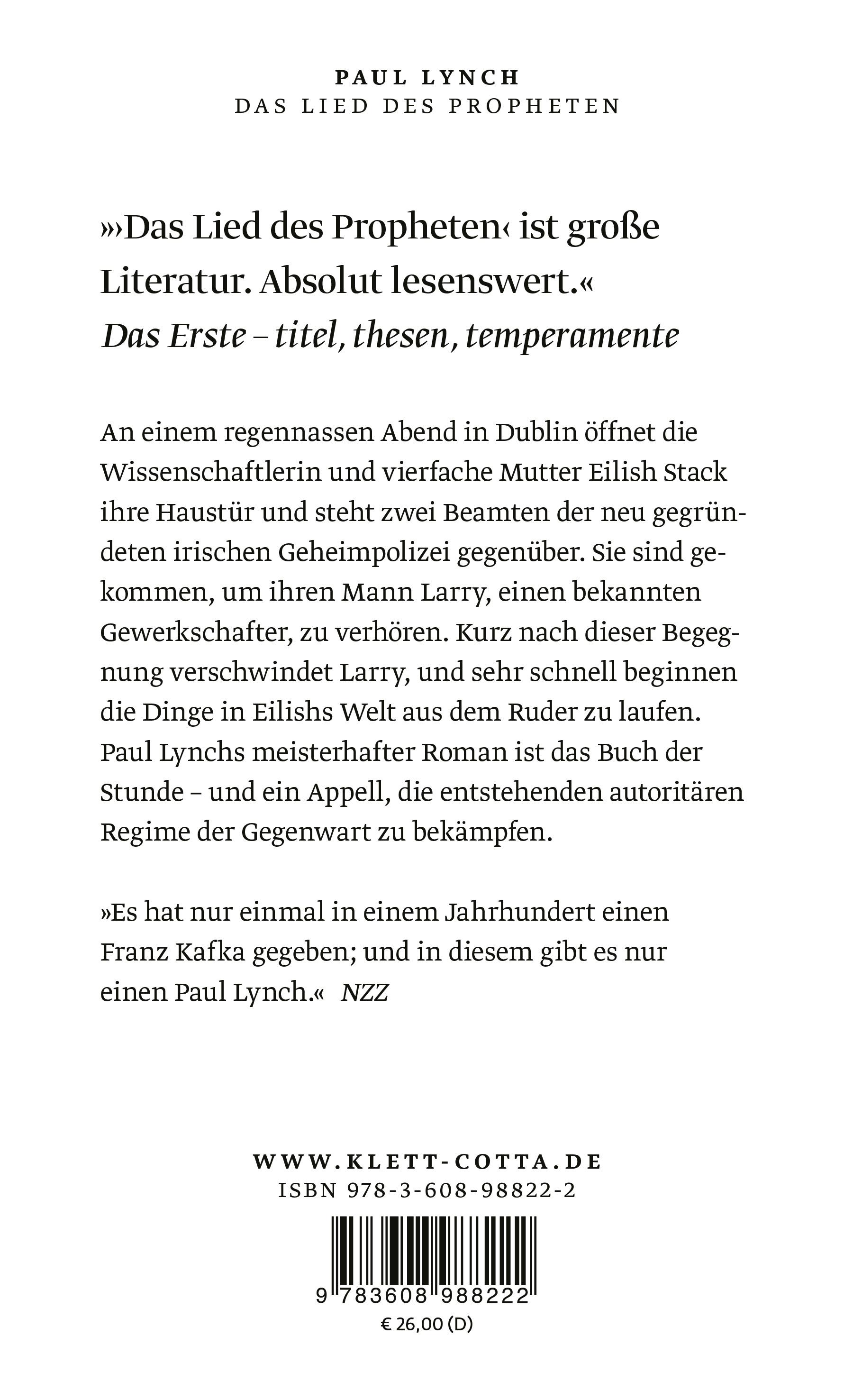 Rückseitencover Das Lied des Propheten