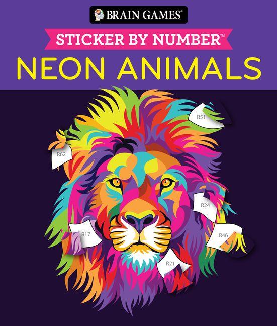 Vorderes Coverbild Brain Games - Sticker by Number: Neon Animals (28 Images to Sticker)