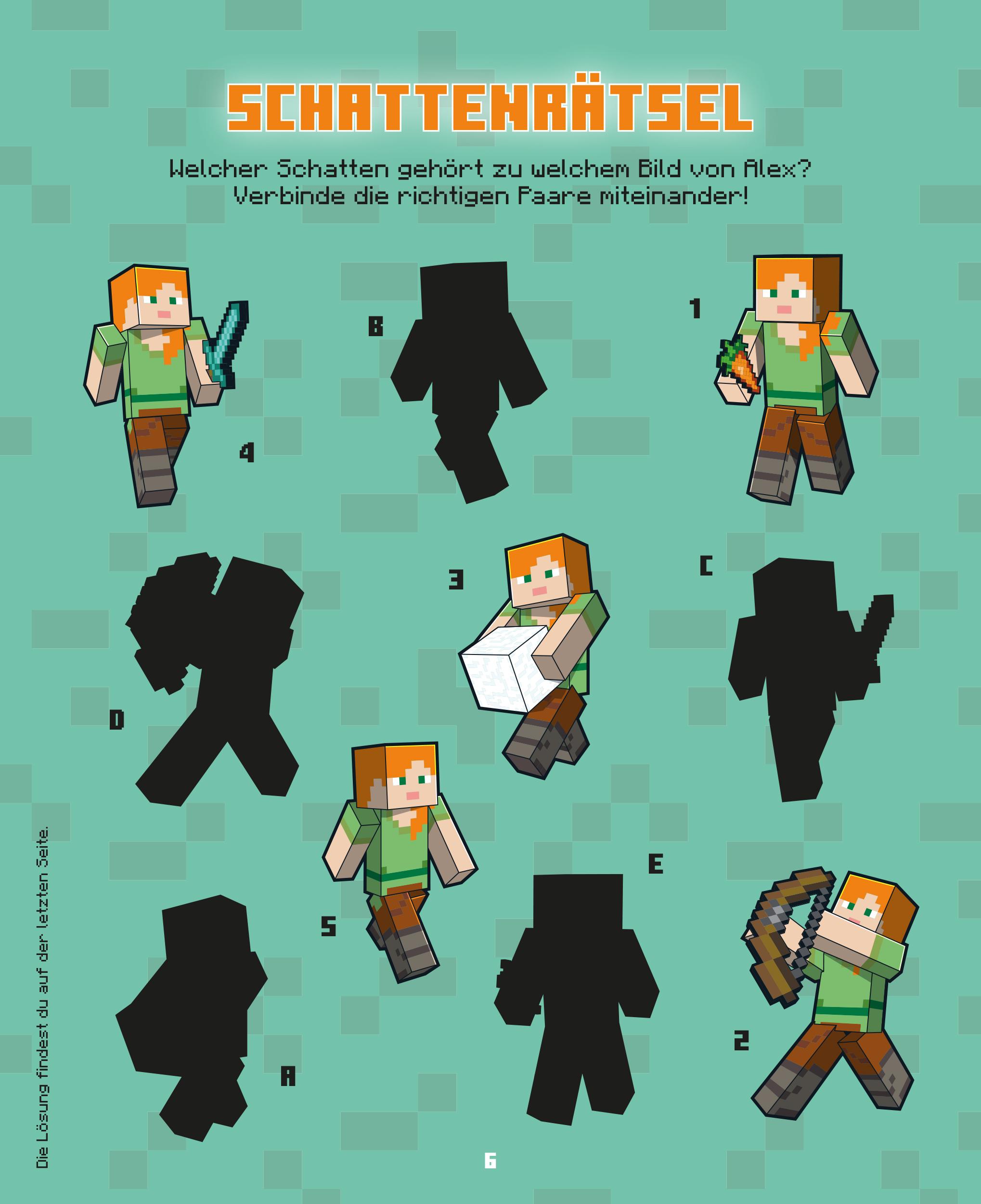 Beispielinhalt (Bild) Minecraft: 500 Sticker- Stickern - Rätseln - Ausmalen