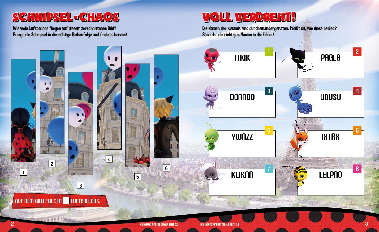 Beispielinhalt (Bild) Miraculous: 500 Sticker - Stickern - Rätseln - Ausmalen