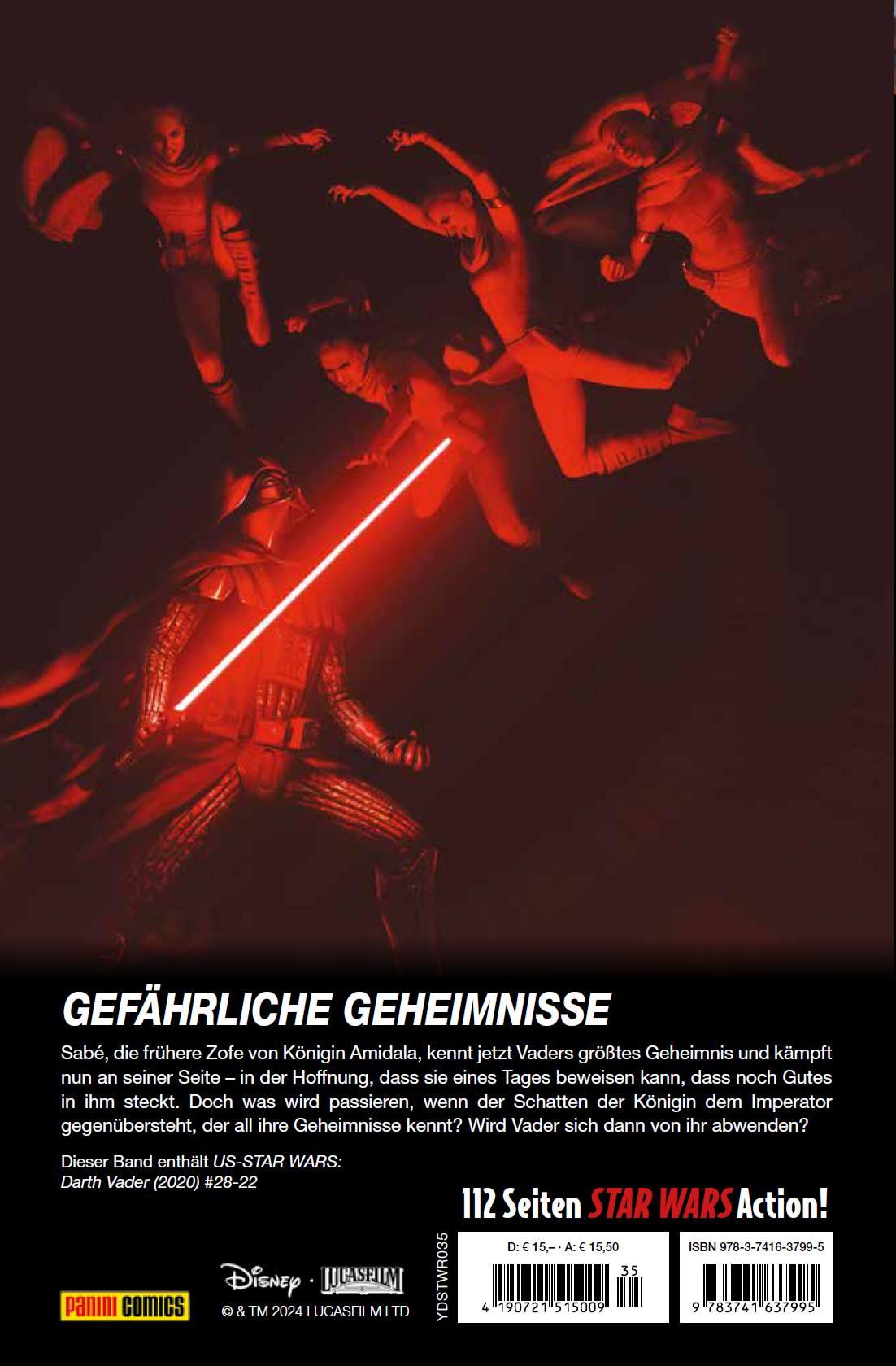 Rückseitencover Star Wars Comics: Darth Vader - Die Rückkehr der Schatten