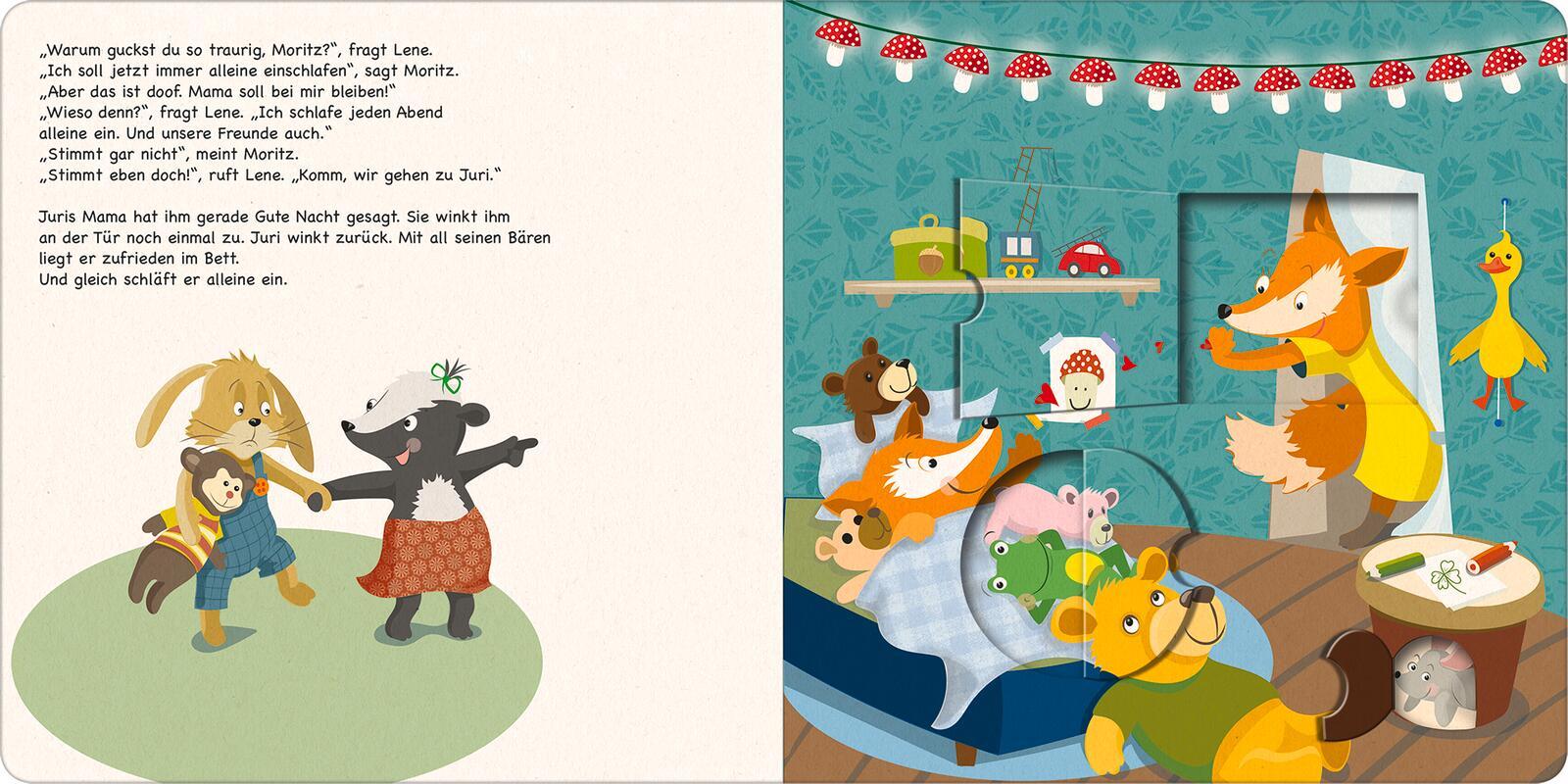 Beispielinhalt (Bild) Moritz Moppelpo schläft alleine ein