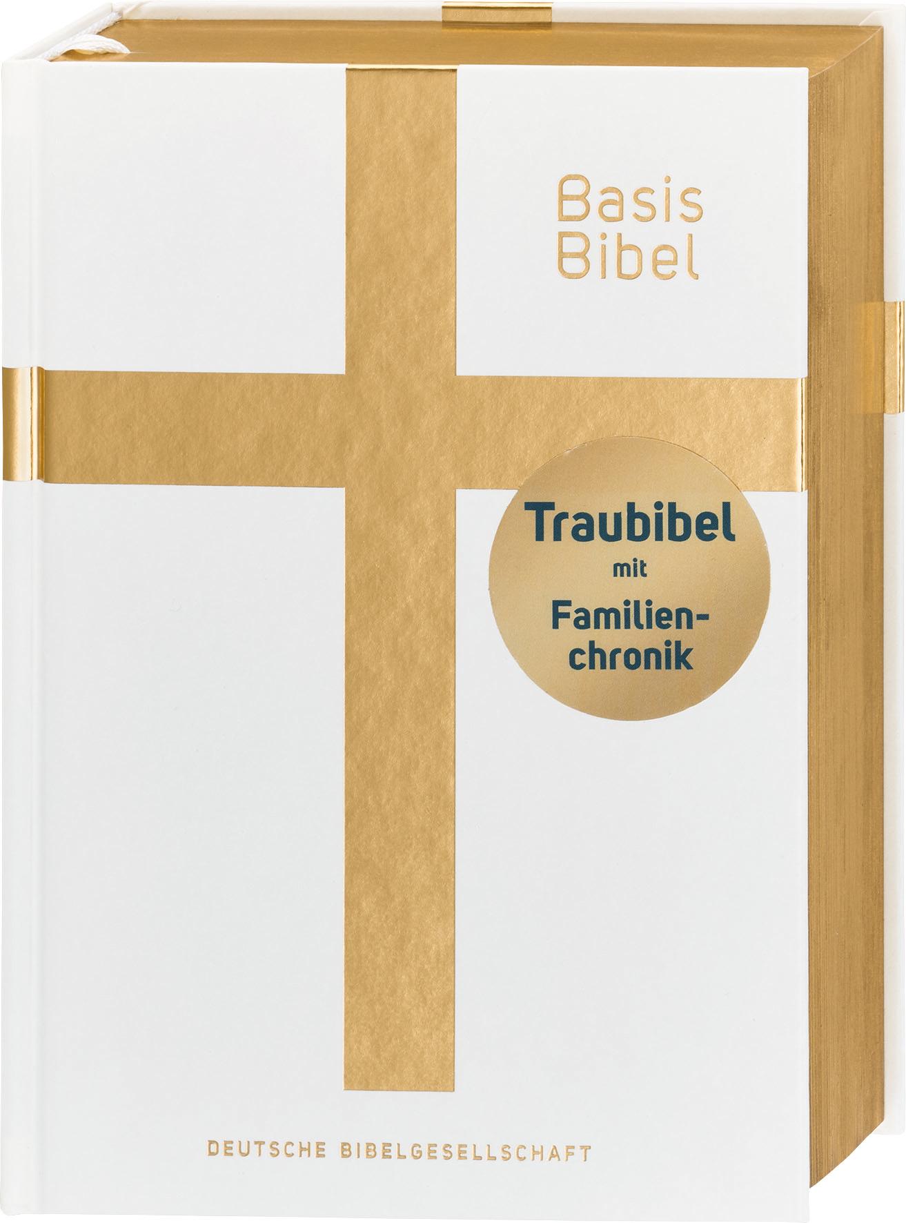 Vorderes Coverbild BasisBibel. Die Kompakte. Traubibel. Das Geschenk zur Hochzeit: Bibel mit edlem Farbschnitt, Familienchronik und Widmungsblatt. Moderne Bibelübersetzung. Vollbibel mit Altem und Neuen Testament