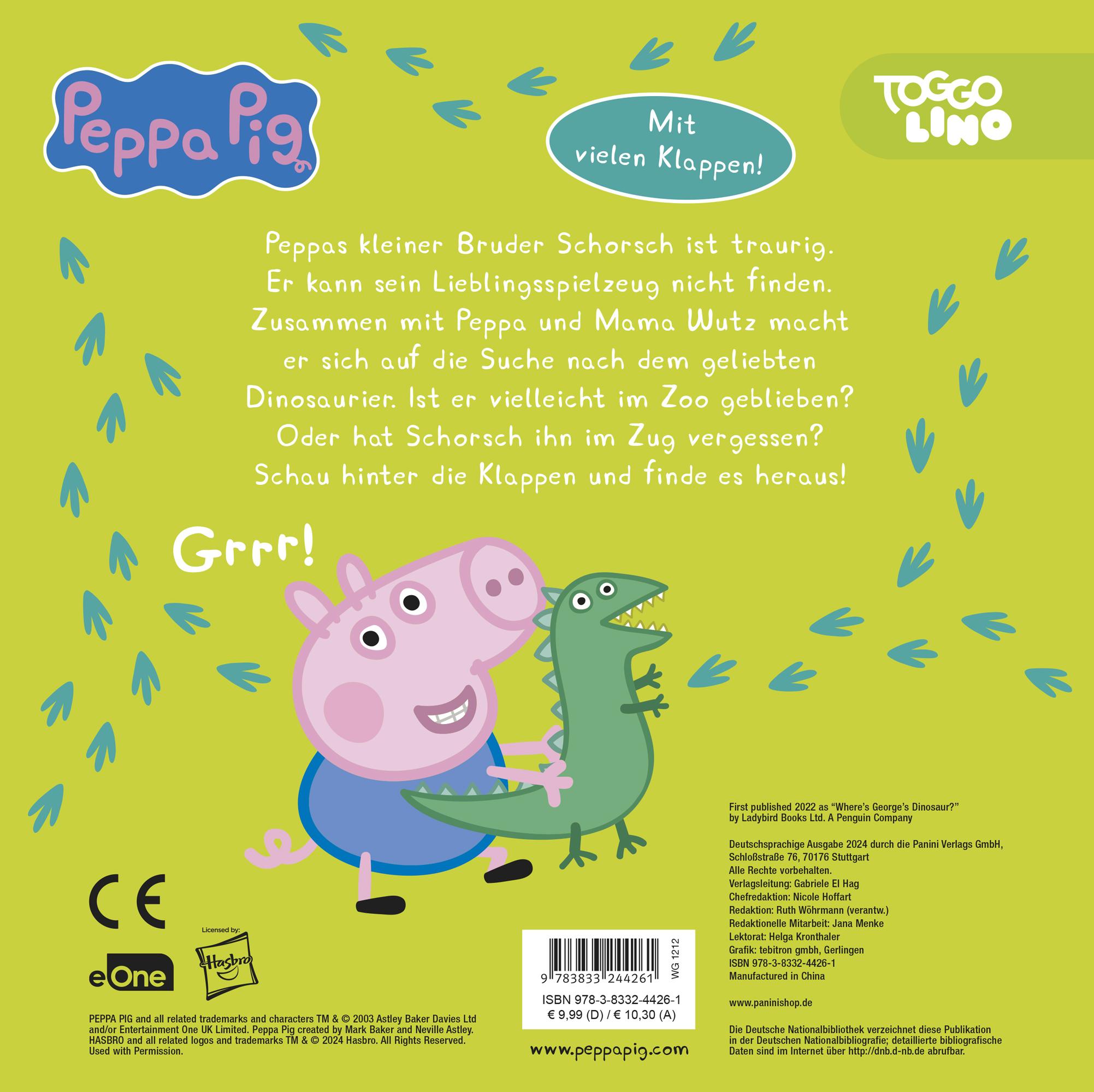 Rückseitencover Peppa Pig: Wo ist Schorschs Dinosaurier? - Mein dinostarkes Klappenbuch
