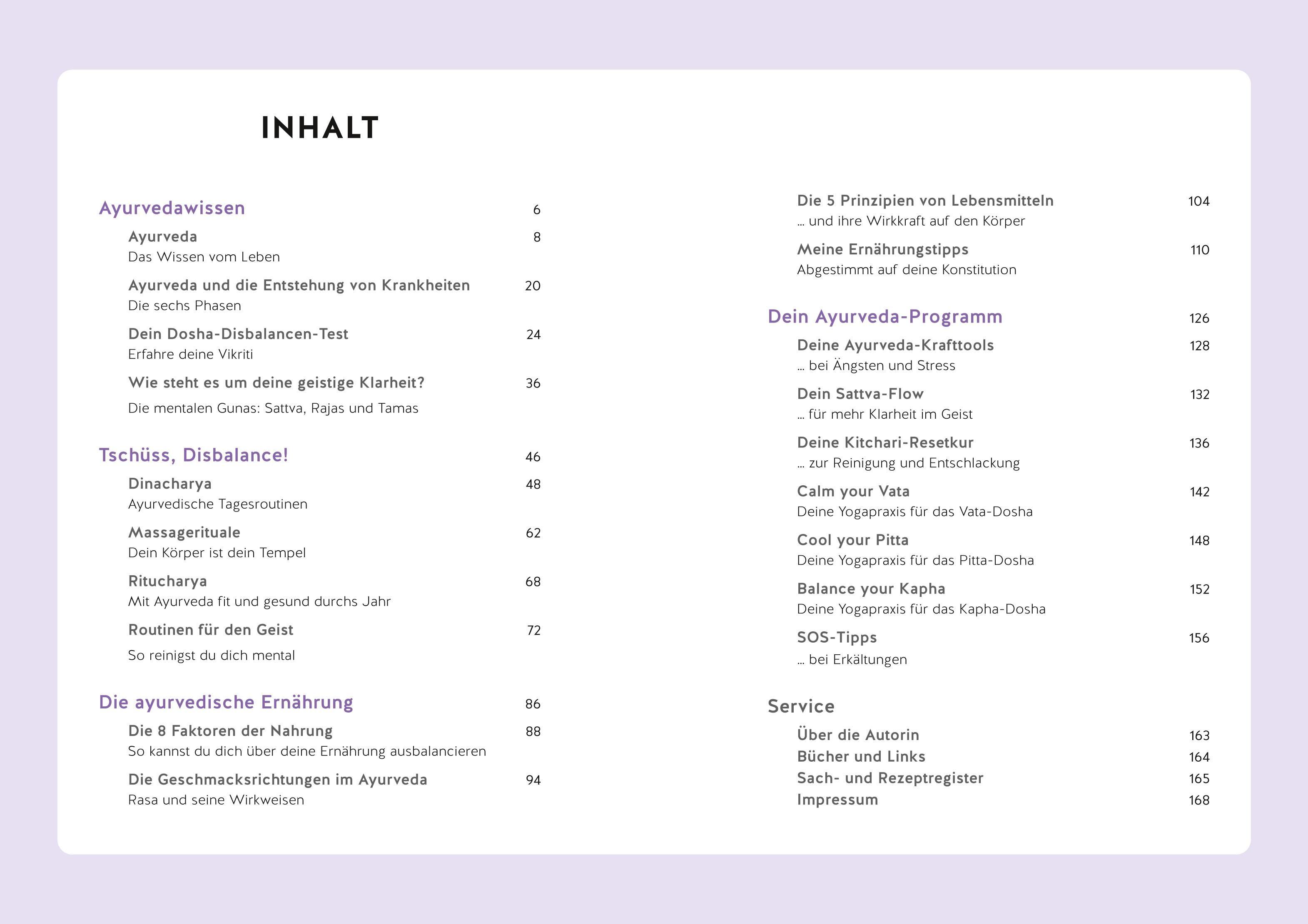 Beispielinhalt (Bild) Ayurveda-Routinen für jeden Tag