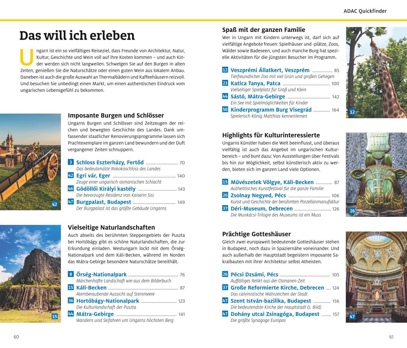 Beispielinhalt (Bild) ADAC Reiseführer plus Ungarn
