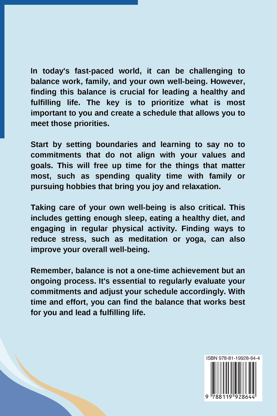 Rückseitencover Balancing Work, family,and Your Own Well-being in Life