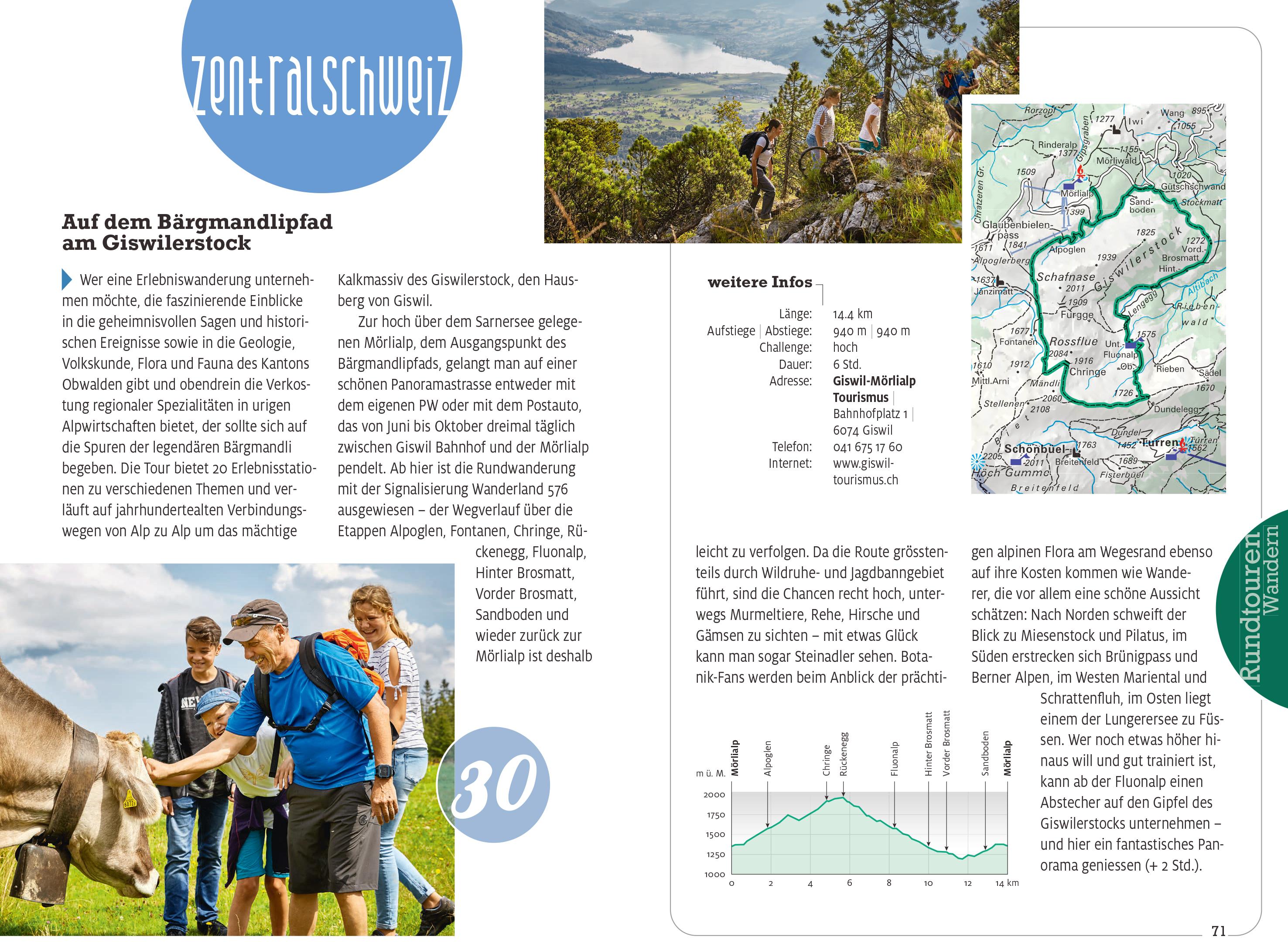 Beispielinhalt (Bild) Kümmerly+Frey Erlebnis Schweiz Wandern Rundtouren - Wanderführer