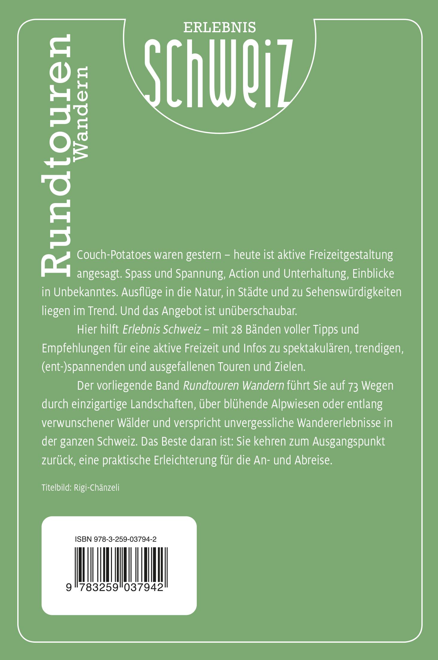 Rückseitencover Kümmerly+Frey Erlebnis Schweiz Wandern Rundtouren - Wanderführer