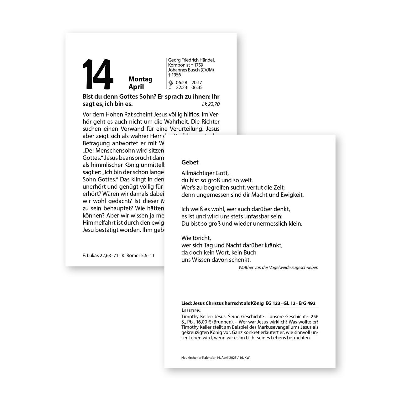 Beispielinhalt (Bild) Neukirchener Kalender 2025 - Großer Abreißkalender in lesefreundlicher Schrift