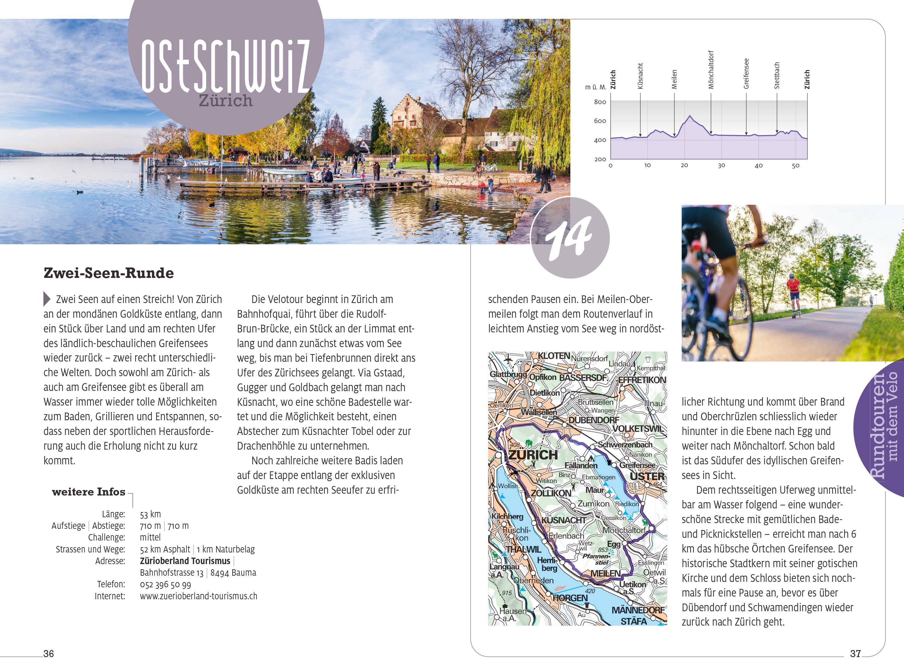 Beispielinhalt (Bild) Kümmerly+Frey Erlebnis Schweiz Rundtouren mit dem Velo - Führer