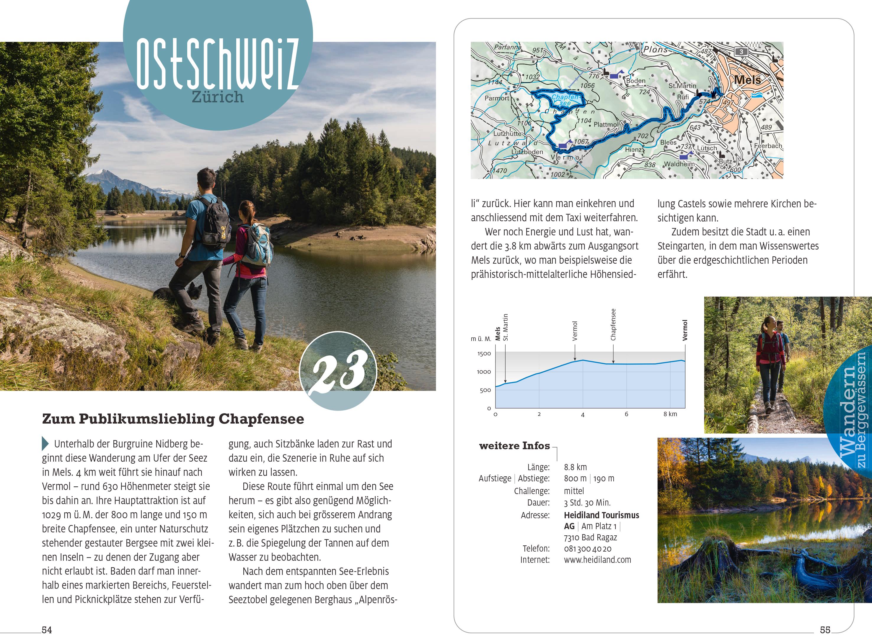 Beispielinhalt (Bild) Kümmerly+Frey Erlebnis Schweiz Wandern zu Berggewässern - Wanderführer