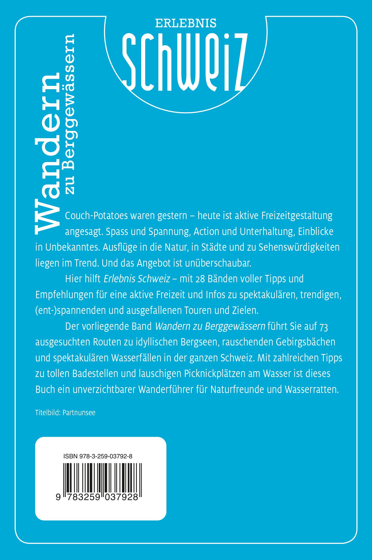 Rückseitencover Kümmerly+Frey Erlebnis Schweiz Wandern zu Berggewässern - Wanderführer