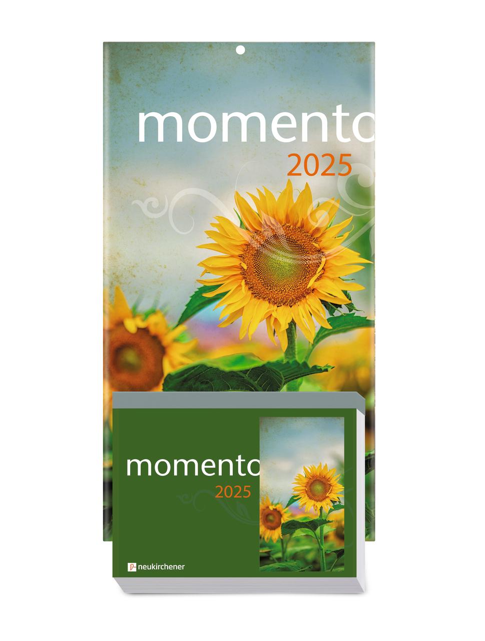 Vorderes Coverbild momento 2025 - Abreißkalender mit Rückwand und Aufstellfuß