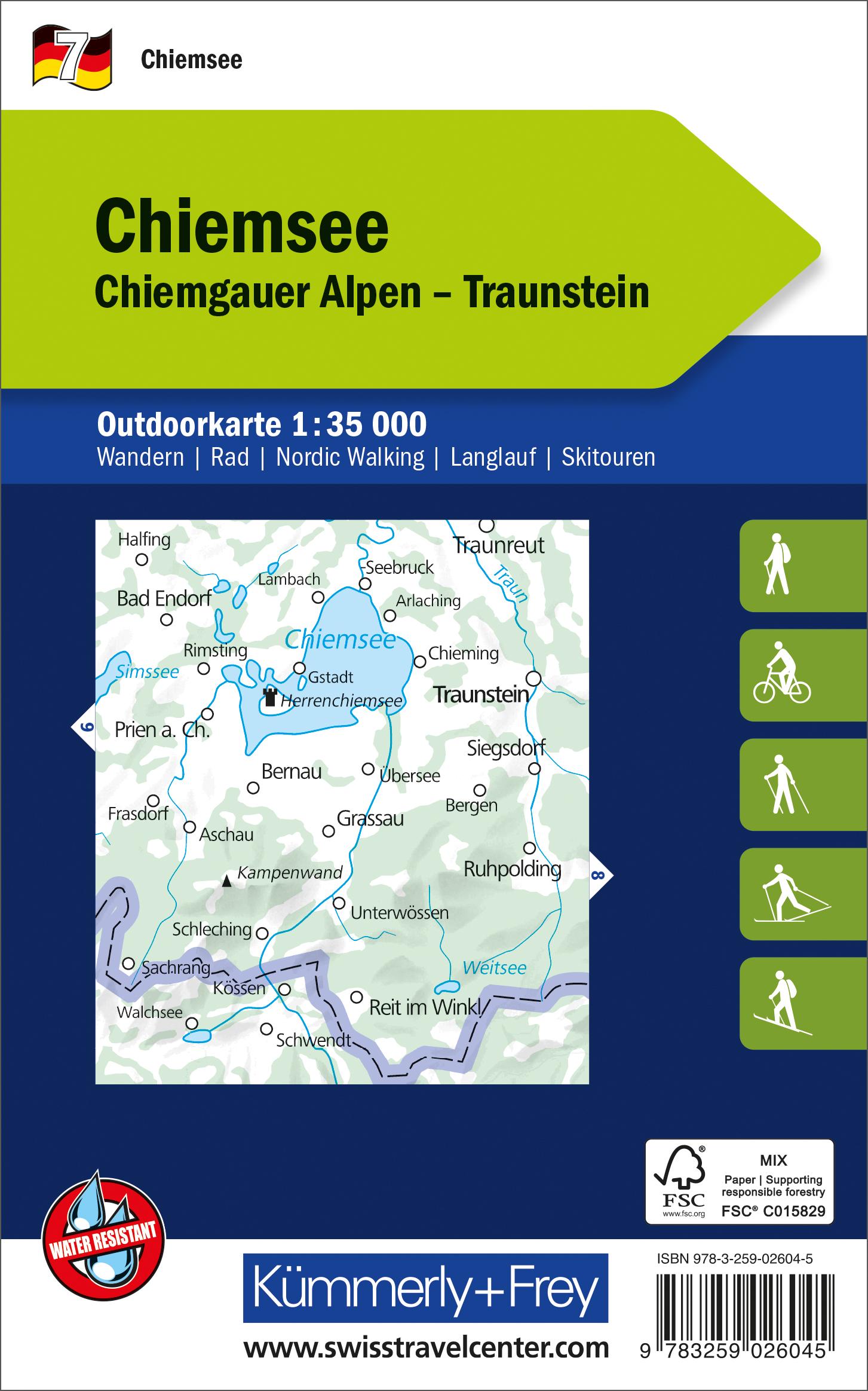 Rückseitencover Kümmerly+Frey Outdoorkarte Deutschland 7 Chiemsee 1:35.000